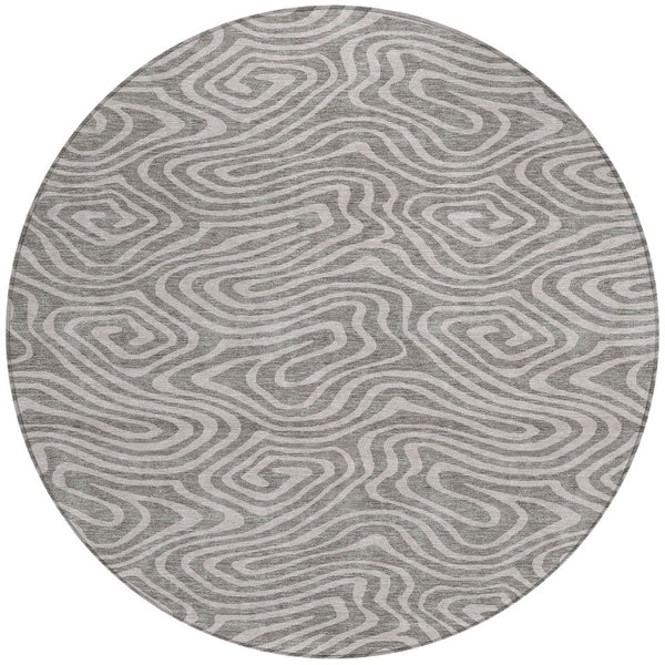 Homeroots 3' Artichoke Green Abstract Washable Area Rug For Indoor And Outdoor Spaces - Durable And Stylish 8' Round Polyester 599024
