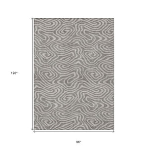 Homeroots 3' Artichoke Green Abstract Washable Area Rug For Indoor And Outdoor Spaces - Durable And Stylish 8' X 10' Polyester 599025