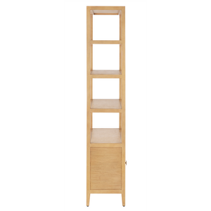Santos Vintage Navy Storage Etagere - Stylish Mahogany with Rattan for Elegant Home Organization