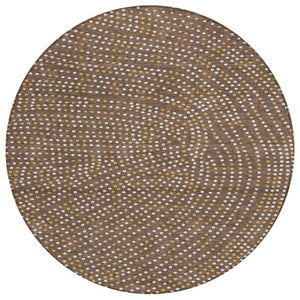 HomeRoots 5' Durable Polka Dot Area Rug in Brown, Gold & Ivory - Washable for Indoor & Outdoor Spaces 8' Round 599030