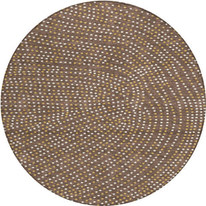 Homeroots 3' Stylish Brown Gold And Ivory Polka Dot Washable Area Rug For Indoor And Outdoor Spaces 8' Round Polyester 599030