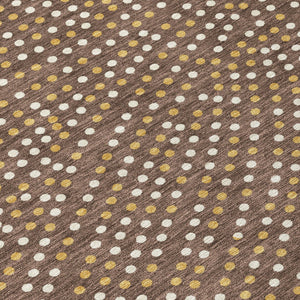 Homeroots 3' Stylish Brown Gold And Ivory Polka Dot Washable Area Rug For Indoor And Outdoor Spaces 8' Round Polyester 599030