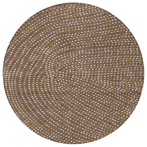 Homeroots 3' Stylish Brown Gold And Ivory Polka Dot Washable Area Rug For Indoor And Outdoor Spaces 8' Round Polyester 599030