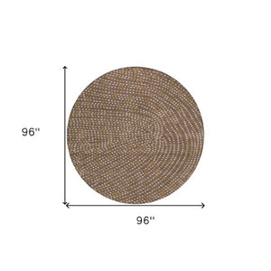 Homeroots 3' Stylish Brown Gold And Ivory Polka Dot Washable Area Rug For Indoor And Outdoor Spaces 8' Round Polyester 599030