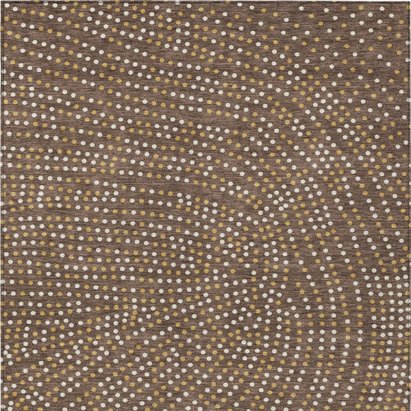 Homeroots 3' Stylish Brown Gold And Ivory Polka Dot Washable Area Rug For Indoor And Outdoor Spaces 8' X 10' Polyester 599031