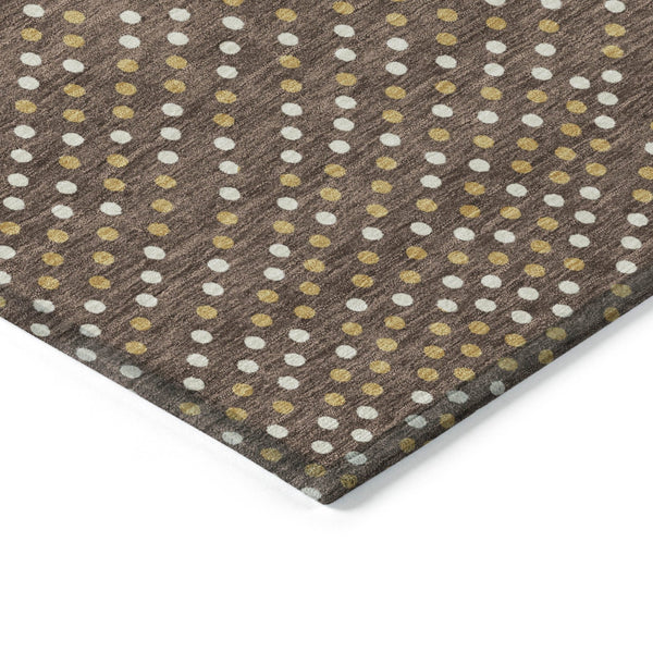 Homeroots 3' Stylish Brown Gold And Ivory Polka Dot Washable Area Rug For Indoor And Outdoor Spaces 8' X 10' Polyester 599031