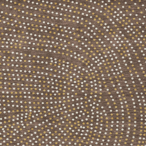 Homeroots 3' Stylish Brown Gold And Ivory Polka Dot Washable Area Rug For Indoor And Outdoor Spaces 8' X 10' Polyester 599031