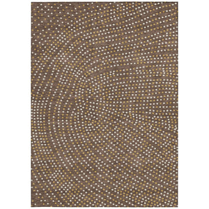Homeroots 3' Stylish Brown Gold And Ivory Polka Dot Washable Area Rug For Indoor And Outdoor Spaces 10' X 14' Polyester 599033