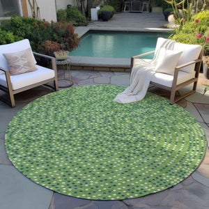 HomeRoots 5' Vibrant Polka Dot Indoor Outdoor Area Rug - Stain Resistant, Machine Washable, Durable & Cheerful Design 8' Round 599036