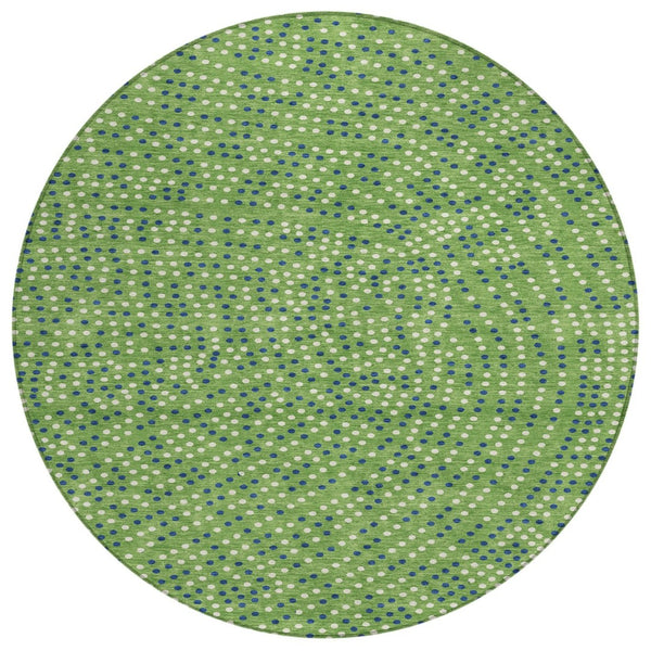 HomeRoots 5' Vibrant Polka Dot Indoor Outdoor Area Rug - Stain Resistant, Machine Washable, Durable & Cheerful Design 8' Round 599036