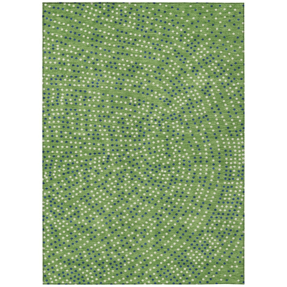 HomeRoots 9' Polka Dot Washable Area Rug in Green, Blue & Ivory - Perfect for Indoor/Outdoor Spaces! 599038