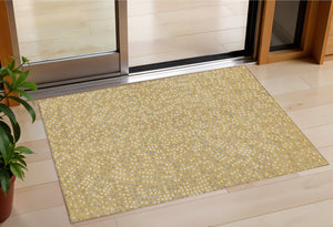 Homeroots 3' Stylish Brown Gold And Ivory Polka Dot Washable Area Rug For Indoor And Outdoor Spaces 3' X 5' Polyester 599040