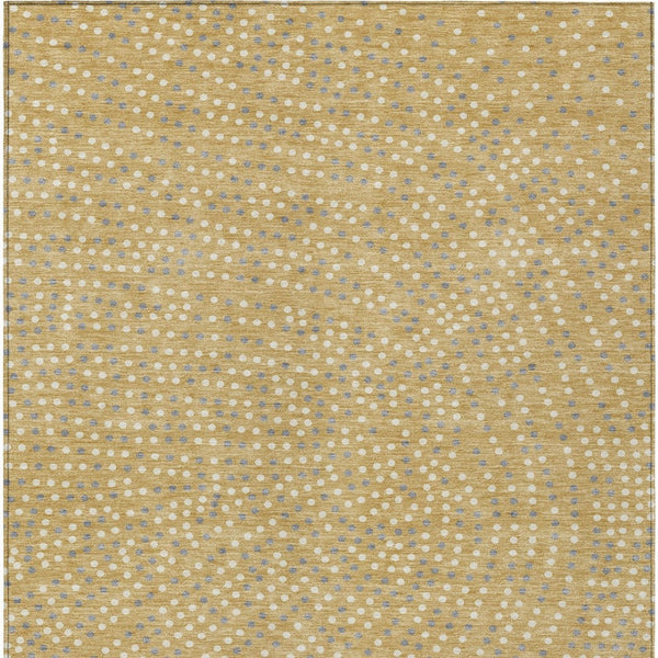 Homeroots 3' Stylish Brown Gold And Ivory Polka Dot Washable Area Rug For Indoor And Outdoor Spaces 5' X 8' Polyester 599041