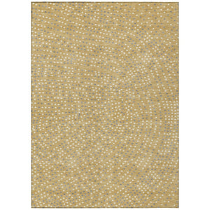 HomeRoots 5' Gold Gray Ivory Polka Dot Area Rug - Stylish, Durable & Washable for Indoor/Outdoor Spaces 5' X 8' 599041