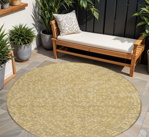 Homeroots 3' Stylish Brown Gold And Ivory Polka Dot Washable Area Rug For Indoor And Outdoor Spaces 8' Round Polyester 599042