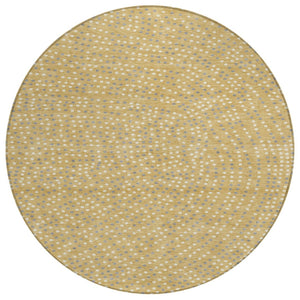 HomeRoots 5' Gold Gray Ivory Polka Dot Area Rug - Stylish, Durable & Washable for Indoor/Outdoor Spaces 8' Round 599042