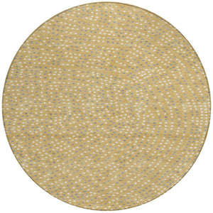 Homeroots 3' Stylish Brown Gold And Ivory Polka Dot Washable Area Rug For Indoor And Outdoor Spaces 8' Round Polyester 599042