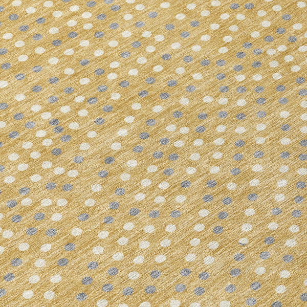 Homeroots 3' Stylish Brown Gold And Ivory Polka Dot Washable Area Rug For Indoor And Outdoor Spaces 8' Round Polyester 599042