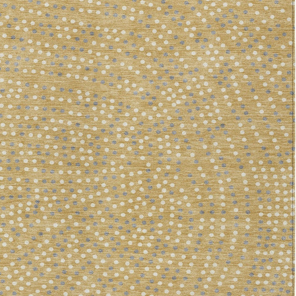 Homeroots 3' Stylish Brown Gold And Ivory Polka Dot Washable Area Rug For Indoor And Outdoor Spaces 8' X 10' Polyester 599043