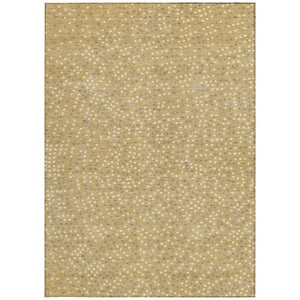 Homeroots 3' Stylish Brown Gold And Ivory Polka Dot Washable Area Rug For Indoor And Outdoor Spaces 9' X 12' Polyester 599044