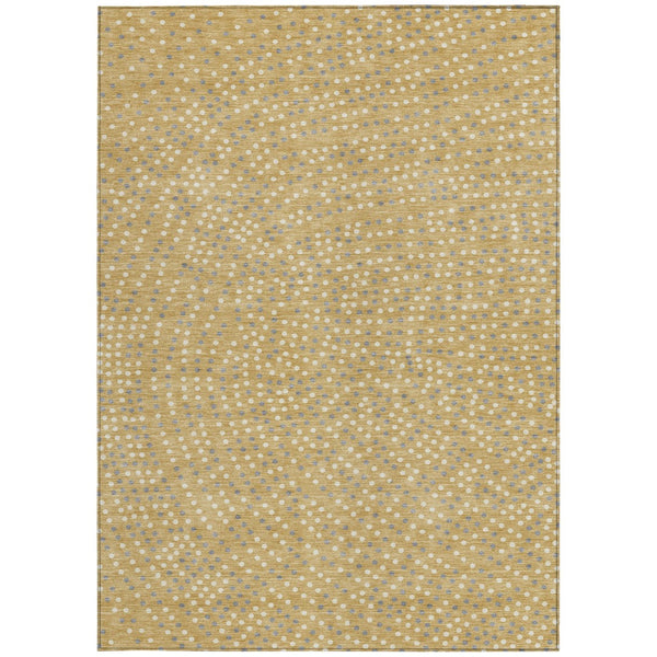 Homeroots 3' Stylish Brown Gold And Ivory Polka Dot Washable Area Rug For Indoor And Outdoor Spaces 9' X 12' Polyester 599044