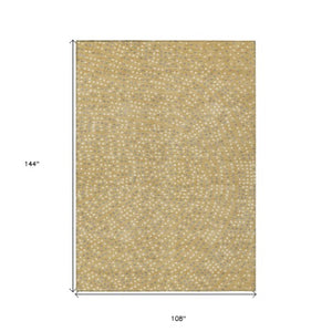 Homeroots 3' Stylish Brown Gold And Ivory Polka Dot Washable Area Rug For Indoor And Outdoor Spaces 9' X 12' Polyester 599044