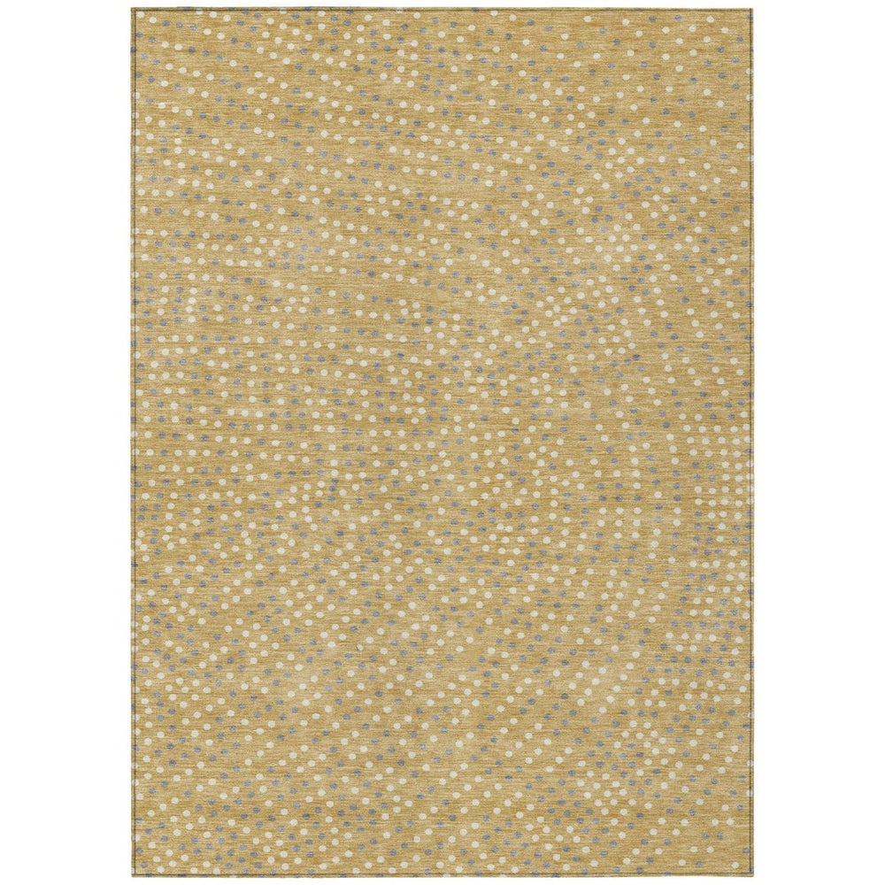 HomeRoots 9' Polka Dot Washable Area Rug in Gold, Gray & Ivory - Durable Indoor/Outdoor Design for All Spaces 599044