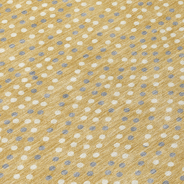 Homeroots 3' Stylish Brown Gold And Ivory Polka Dot Washable Area Rug For Indoor And Outdoor Spaces 9' X 12' Polyester 599044