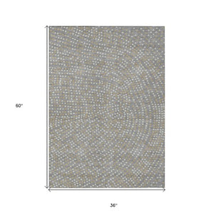 Homeroots 3' Stylish Brown Gold And Ivory Polka Dot Washable Area Rug For Indoor And Outdoor Spaces 3' X 5' Polyester 599046