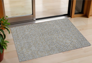 Homeroots 3' Stylish Brown Gold And Ivory Polka Dot Washable Area Rug For Indoor And Outdoor Spaces 3' X 5' Polyester 599046