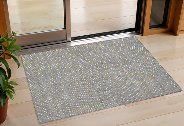 Homeroots 3' Stylish Brown Gold And Ivory Polka Dot Washable Area Rug For Indoor And Outdoor Spaces 3' X 5' Polyester 599046