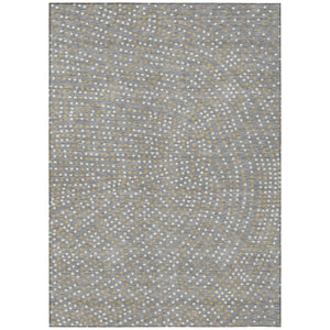 Homeroots 3' Stylish Brown Gold And Ivory Polka Dot Washable Area Rug For Indoor And Outdoor Spaces 5' X 8' Polyester 599047