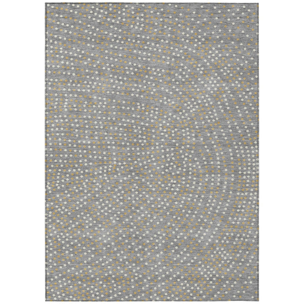 Homeroots 3' Stylish Brown Gold And Ivory Polka Dot Washable Area Rug For Indoor And Outdoor Spaces 5' X 8' Polyester 599047