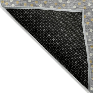 HomeRoots 5' Stylish Gray Gold Ivory Polka Dot Washable Area Rug for Indoor Outdoor Spaces - Easy Care & Durable 5' X 8' 599047