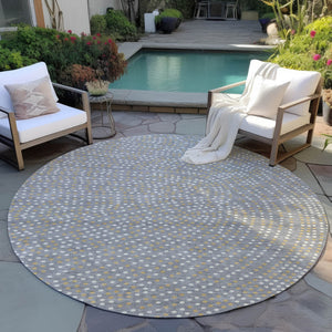 Homeroots 3' Stylish Brown Gold And Ivory Polka Dot Washable Area Rug For Indoor And Outdoor Spaces 8' Round Polyester 599048