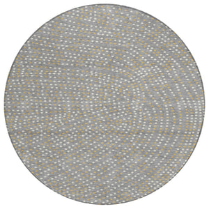 HomeRoots 5' Stylish Gray Gold Ivory Polka Dot Washable Area Rug for Indoor Outdoor Spaces - Easy Care & Durable 8' Round 599048