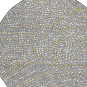 Homeroots 3' Stylish Brown Gold And Ivory Polka Dot Washable Area Rug For Indoor And Outdoor Spaces 8' Round Polyester 599048