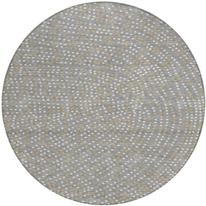 Homeroots 3' Stylish Brown Gold And Ivory Polka Dot Washable Area Rug For Indoor And Outdoor Spaces 8' Round Polyester 599048
