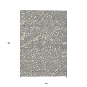 Homeroots 3' Stylish Brown Gold And Ivory Polka Dot Washable Area Rug For Indoor And Outdoor Spaces 8' X 10' Polyester 599049