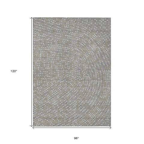 Homeroots 3' Stylish Brown Gold And Ivory Polka Dot Washable Area Rug For Indoor And Outdoor Spaces 8' X 10' Polyester 599049