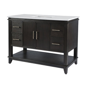 Butler Specialty Butler Reece 48" W Wood & Quartz Single Sink Bathroom Vanity – Rustic Elegance For Modern Spaces Coffee Mdf,Eucalyptus,Quartz,Pine,Ceramic,Plywood,Composite Wood,Veneer 5990508-butler