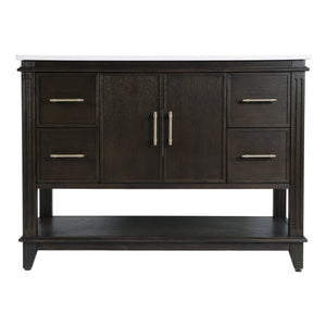 Butler Specialty Butler Reece 48" W Wood & Quartz Single Sink Bathroom Vanity – Rustic Elegance For Modern Spaces Coffee Mdf,Eucalyptus,Quartz,Pine,Ceramic,Plywood,Composite Wood,Veneer 5990508-butler