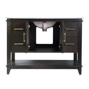 Butler Specialty Butler Reece 48" W Wood & Quartz Single Sink Bathroom Vanity – Rustic Elegance For Modern Spaces Coffee Mdf,Eucalyptus,Quartz,Pine,Ceramic,Plywood,Composite Wood,Veneer 5990508-butler