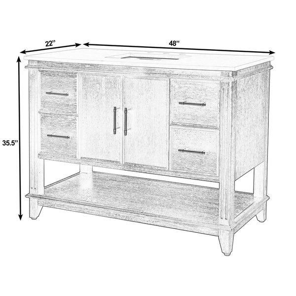 Butler Specialty Butler Reece 48" W Wood & Quartz Single Sink Bathroom Vanity – Rustic Elegance For Modern Spaces Coffee Mdf,Eucalyptus,Quartz,Pine,Ceramic,Plywood,Composite Wood,Veneer 5990508-butler