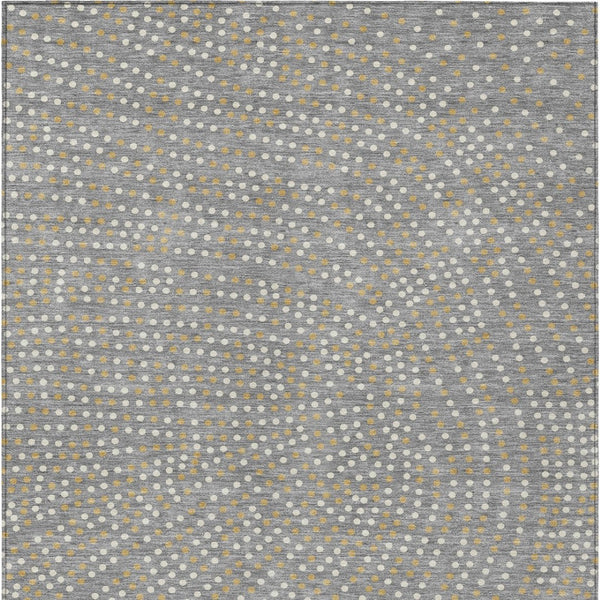 Homeroots 3' Stylish Brown Gold And Ivory Polka Dot Washable Area Rug For Indoor And Outdoor Spaces 9' X 12' Polyester 599050