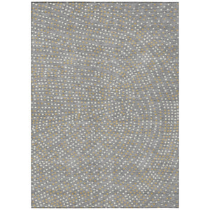 HomeRoots 9' X 12' Washable Polka Dot Area Rug in Gray, Gold & Ivory - Versatile Indoor/Outdoor Style & Durability 599050