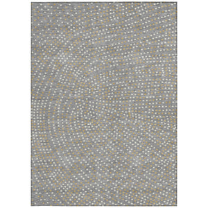 Homeroots 3' Stylish Brown Gold And Ivory Polka Dot Washable Area Rug For Indoor And Outdoor Spaces 10' X 14' Polyester 599051