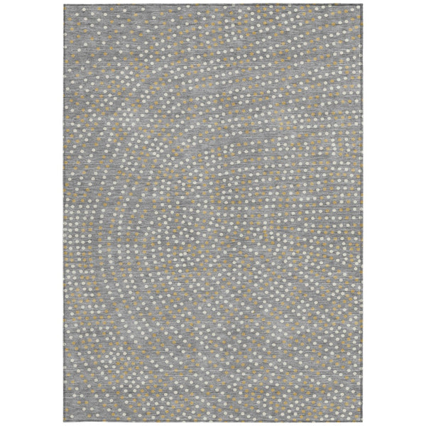 Homeroots 3' Stylish Brown Gold And Ivory Polka Dot Washable Area Rug For Indoor And Outdoor Spaces 10' X 14' Polyester 599051