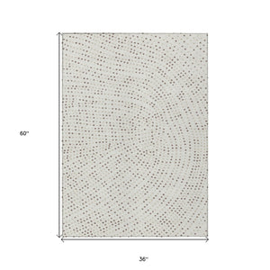 Homeroots 3' Stylish Brown Gold And Ivory Polka Dot Washable Area Rug For Indoor And Outdoor Spaces 3' X 5' Polyester 599052