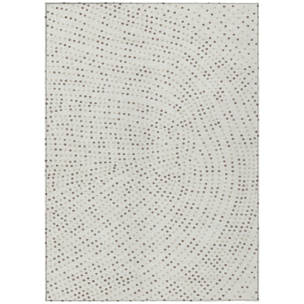Homeroots 3' Stylish Brown Gold And Ivory Polka Dot Washable Area Rug For Indoor And Outdoor Spaces 3' X 5' Polyester 599052